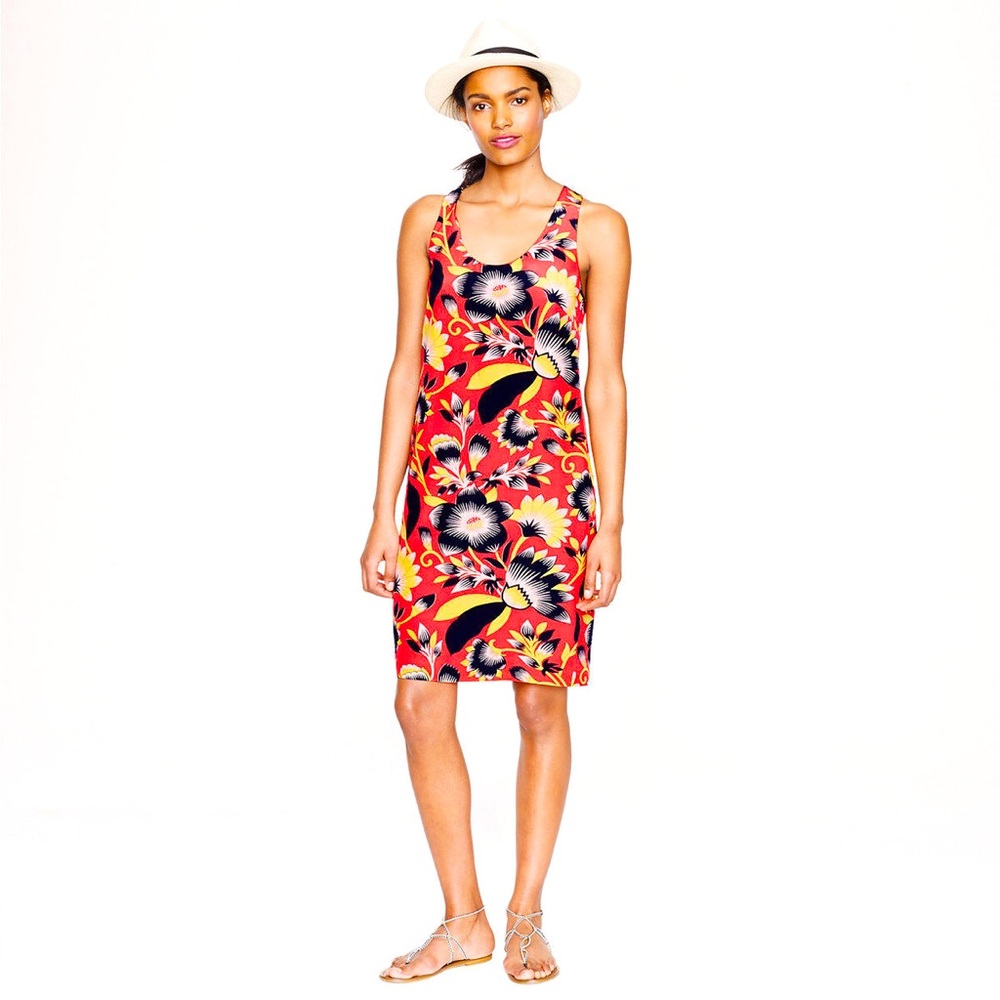 J. Crew Twist-Back Silk Dress in Hibiscus Floral - size 2